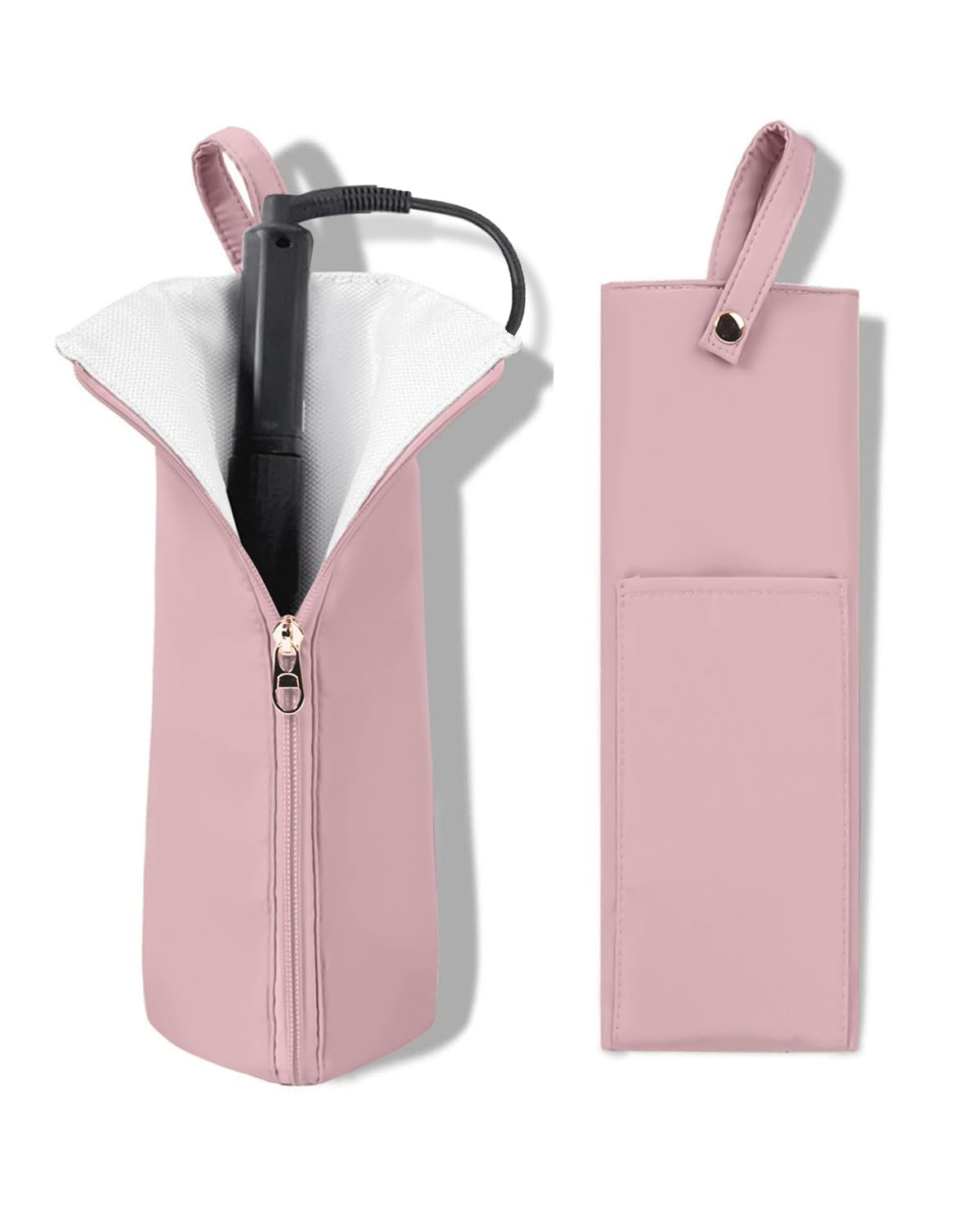MAYCREATE® Hot Iron Holder & Mat, Heat Resistant Travel Bag for Curling Iron, Flat Irons - Hair Tool Organizer for Home, Travel -Light Pink MAYCREATE® Hot Iron Holder & Mat, Heat Resistant Travel Bag for Curling Iron, Flat Irons - Hair Tool Organizer for Home, Travel -Light Pink